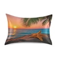 thumbnail image 1 of Dailycode Satin Pillow Case Standard Silk Pillow Cover for Hair and Skin Envelope Closure Beach Sunset Starfish Tree 20"x26", 1 of 9