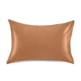 thumbnail image 1 of Dailycode Satin Pillow Case Standard Silk Pillow Cover for Hair and Skin Envelope Closure Brown 20"x26", 1 of 9