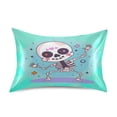 thumbnail image 1 of Dailycode Satin Pillow Case Standard Silk Pillow Cover for Hair and Skin Envelope Closure Cartoon Skeleton Dancing 20"x26", 1 of 9