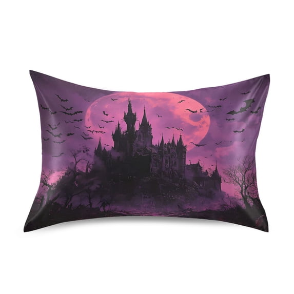 Dailycode Satin Pillow Case Standard Silk Pillow Cover for Hair and Skin Envelope Closure Castle Of Terror 20"x26"