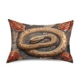 thumbnail image 1 of Dailycode Satin Pillow Case Standard Silk Pillow Cover for Hair and Skin Envelope Closure Golden Snake and Rose 20"x26", 1 of 9