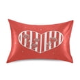 thumbnail image 1 of Dailycode Satin Pillow Case Standard Silk Pillow Cover for Hair and Skin Envelope Closure Love Heart and Red Roses 20"x26", 1 of 9