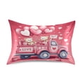 thumbnail image 1 of Dailycode Satin Pillow Case Standard Silk Pillow Cover for Hair and Skin Envelope Closure Pink Truck Teddy Bears Heart Balloons 20"x26", 1 of 9