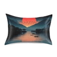 thumbnail image 1 of Dailycode Satin Pillow Case Standard Silk Pillow Cover for Hair and Skin Envelope Closure Sunset Reflect on River 20"x26", 1 of 9