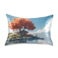 thumbnail image 1 of Dailycode Satin Pillow Case Standard Silk Pillow Cover for Hair and Skin Envelope Closure Tree House on Island 20"x26", 1 of 9