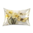 thumbnail image 1 of Dailycode Satin Pillow Case Standard Silk Pillow Cover for Hair and Skin Envelope Closure Yellow Flower Butterfly 20"x26", 1 of 9