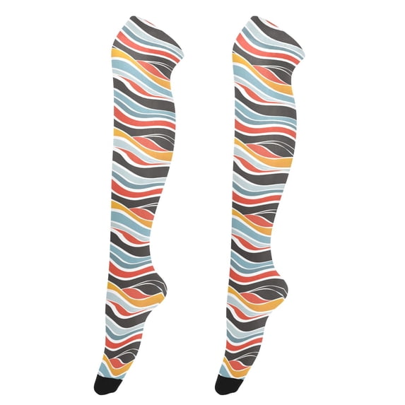Dailycode Sheer Knee High Stockings for Women Abstract Wave