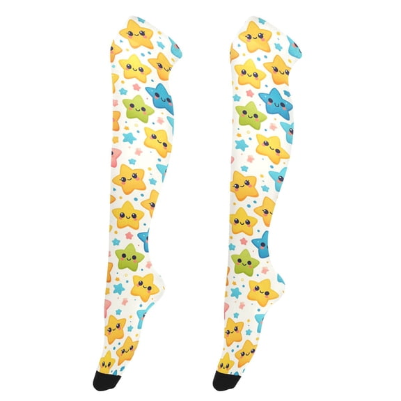 Dailycode Sheer Knee High Stockings for Women Cute Stars