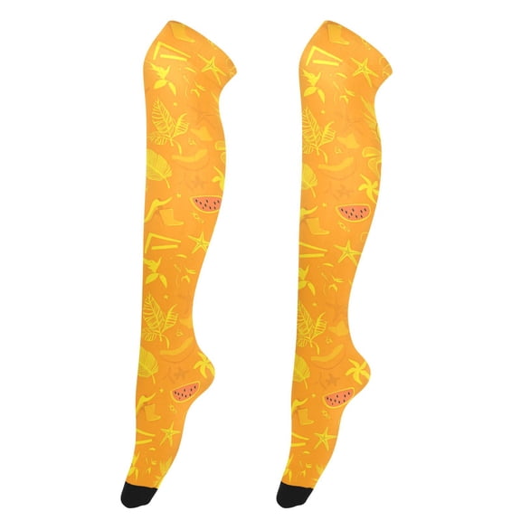 Dailycode Sheer Knee High Stockings for Women Leaves Watermelon Starfish
