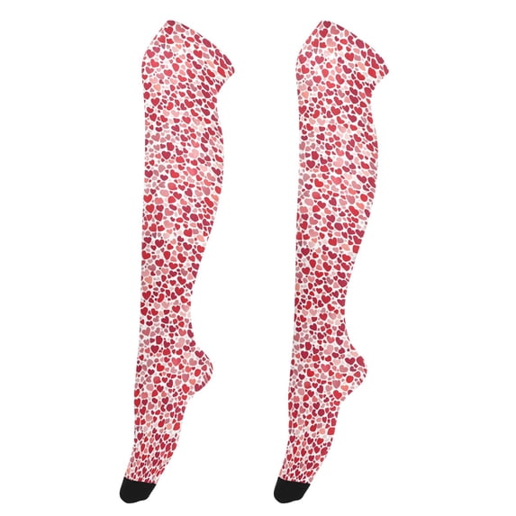 Dailycode Sheer Knee High Stockings for Women Many Red Heart