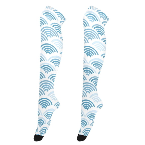 Dailycode Sheer Knee High Stockings for Women Sea Wave