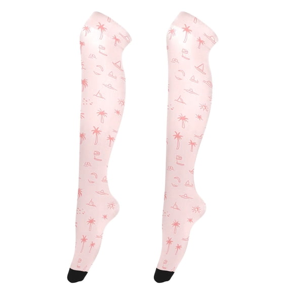 Dailycode Sheer Knee High Stockings for Women Tree Sailboat Sun