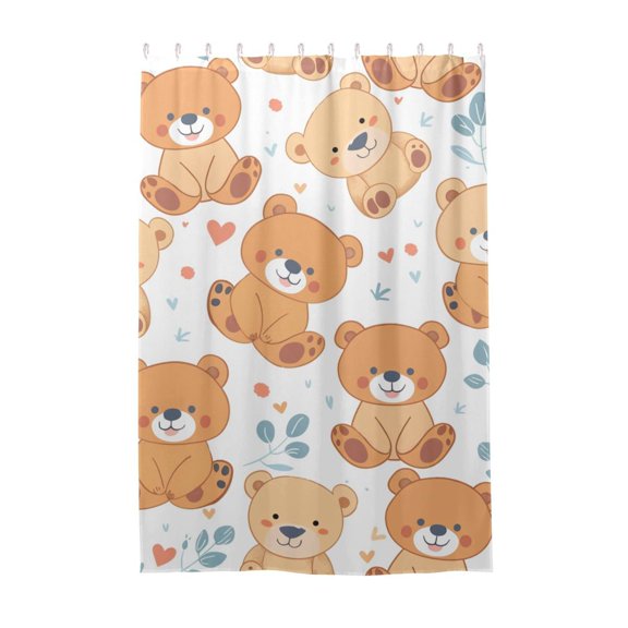 Dailycode Shower Curtain Liners 48x72in Water Resistant Machine Washable Rustproof Grommets Fabric Bath Curtain, Cute Teddy Bears