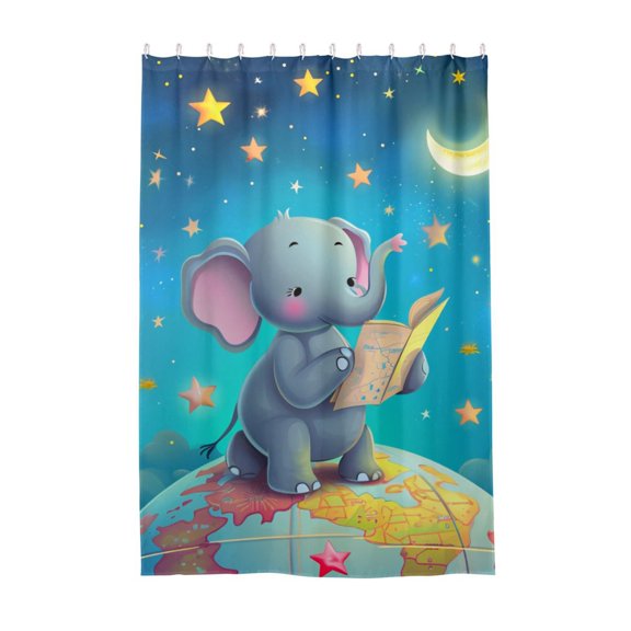 Dailycode Shower Curtain Liners 48x72in Water Resistant Machine Washable Rustproof Grommets Fabric Bath Curtain, Elephant on Earth