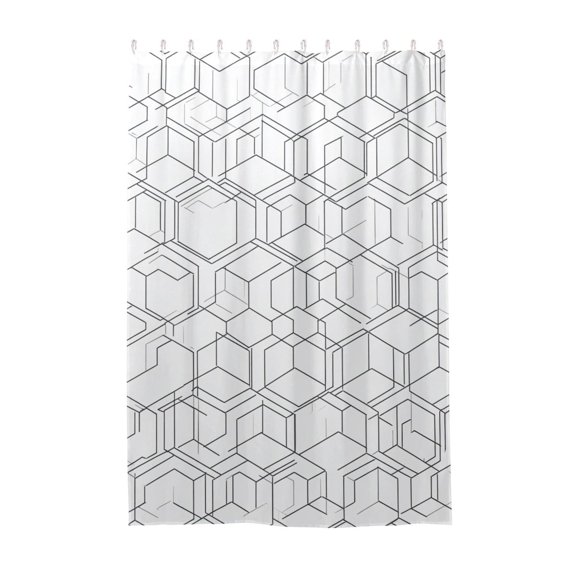 Dailycode Shower Curtain Liners 48x72in Water Resistant Machine Washable Rustproof Grommets Fabric Bath Curtain, Line Hexagonal Texture