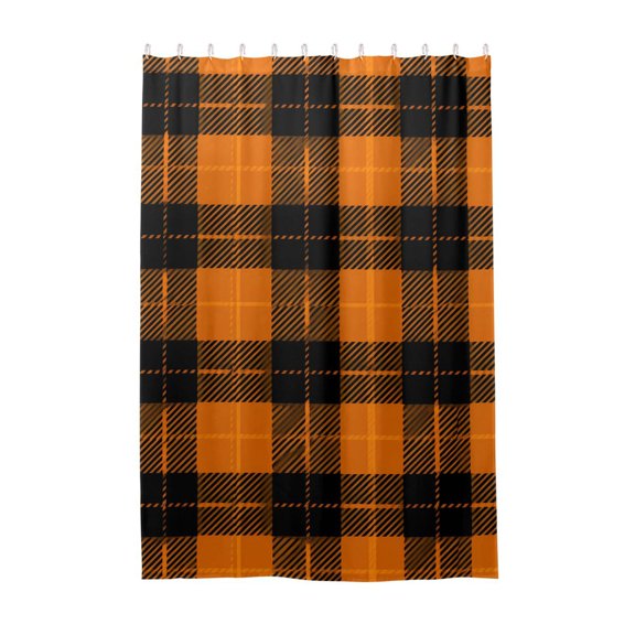 Dailycode Shower Curtain Liners 48x72in Water Resistant Machine Washable Rustproof Grommets Fabric Bath Curtain, Orange Black Scottish Tartan