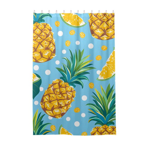 Dailycode Shower Curtain Liners 48x72in Water Resistant Machine Washable Rustproof Grommets Fabric Bath Curtain, Pineapple and Dots