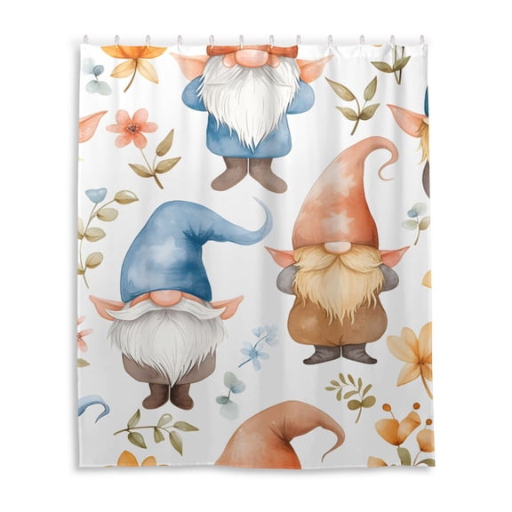 Dailycode Shower Curtain Liners 60x72in Water Resistant Machine Washable Rustproof Grommets Fabric Bath Curtain, Gnomes and Leaf