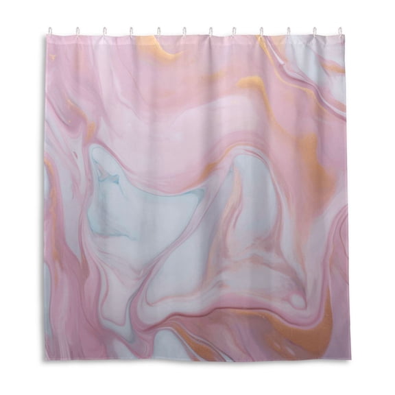 Dailycode Shower Curtain Liners 66x72in Water Resistant Machine Washable Rustproof Grommets Fabric Bath Curtain, Pink Turquoise Lavender Marble