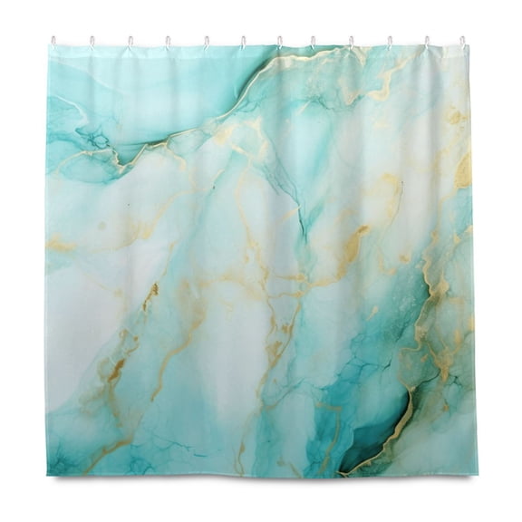 Dailycode Shower Curtain Liners 72x72in Water Resistant Machine Washable Rustproof Grommets Fabric Bath Curtain, Aqua White Marble