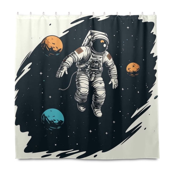 Dailycode Shower Curtain Liners 72x72in Water Resistant Machine Washable Rustproof Grommets Fabric Bath Curtain, Astronaut Floating in Space