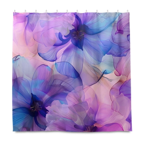 Dailycode Shower Curtain Liners 72x72in Water Resistant Machine Washable Rustproof Grommets Fabric Bath Curtain, Beautiful Spring Flowers