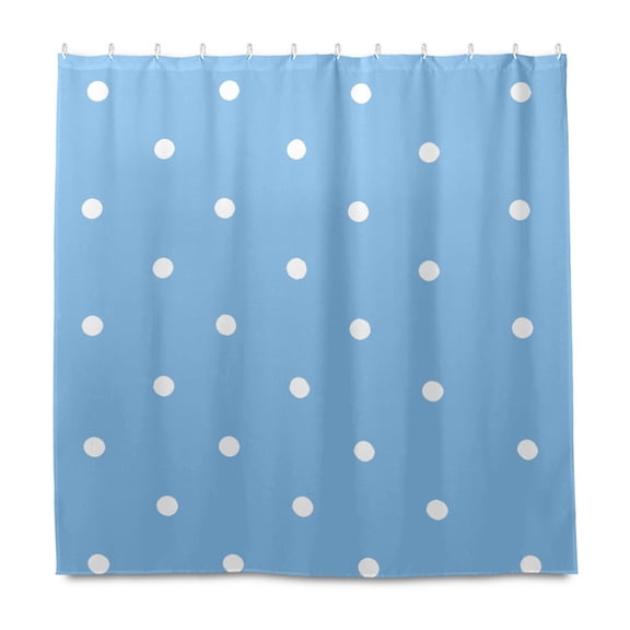 Dailycode Shower Curtain Liners 72x72in Water Resistant Machine Washable Rustproof Grommets Fabric Bath Curtain, Blue White Polka Dot