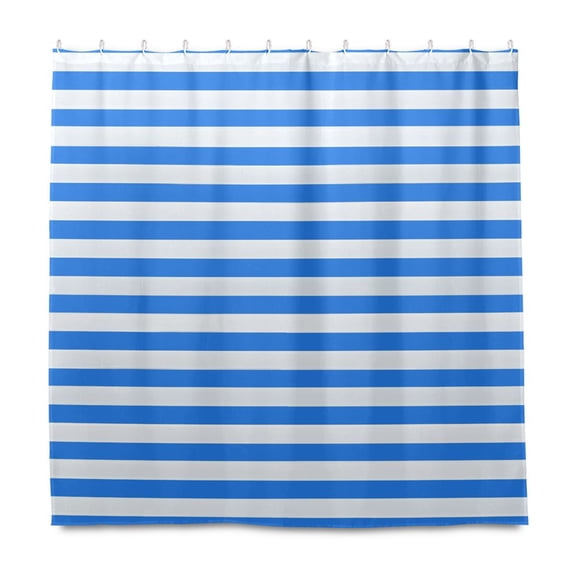 Dailycode Shower Curtain Liners 72x72in Water Resistant Machine Washable Rustproof Grommets Fabric Bath Curtain, Bright Blue White Stripe