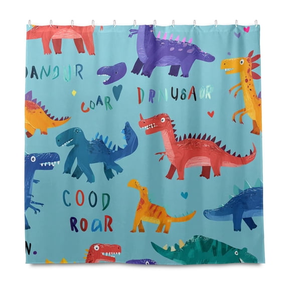 Dailycode Shower Curtain Liners 72x72in Water Resistant Machine Washable Rustproof Grommets Fabric Bath Curtain, Cartoon Dinosaurs in Various Colors