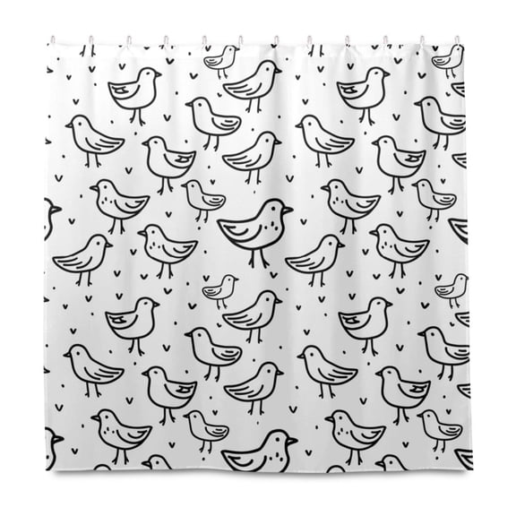 Dailycode Shower Curtain Liners 72x72in Water Resistant Machine Washable Rustproof Grommets Fabric Bath Curtain, Chicken Line Art