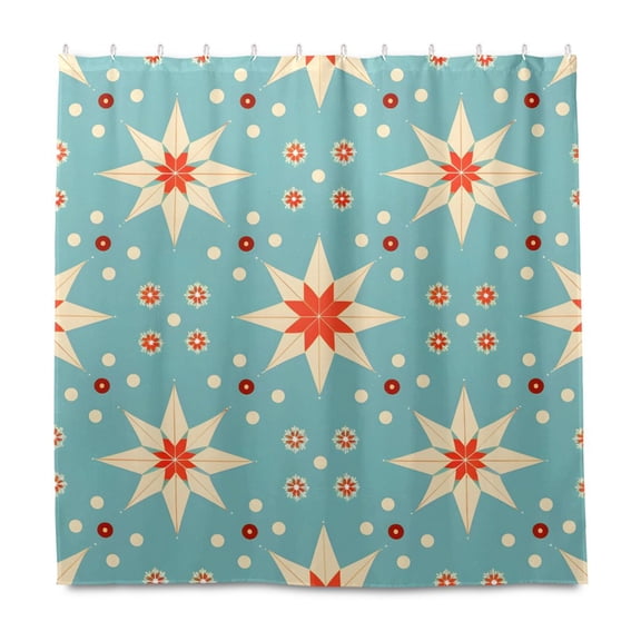 Dailycode Shower Curtain Liners 72x72in Water Resistant Machine Washable Rustproof Grommets Fabric Bath Curtain, Christmas Stars and Dots