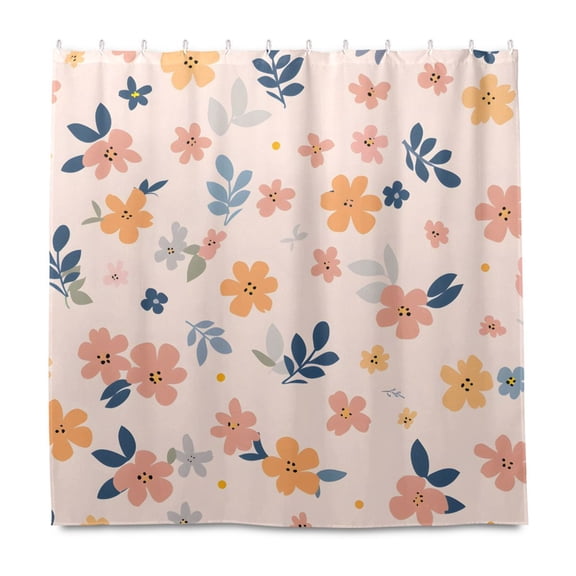 Dailycode Shower Curtain Liners 72x72in Water Resistant Machine Washable Rustproof Grommets Fabric Bath Curtain, Colorful Flowers with Leaf