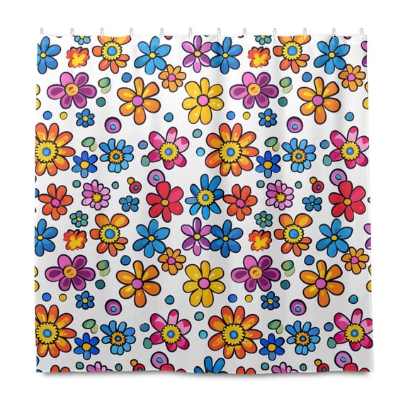 Dailycode Shower Curtain Liners 72x72in Water Resistant Machine Washable Rustproof Grommets Fabric Bath Curtain, Colorful Little Flower