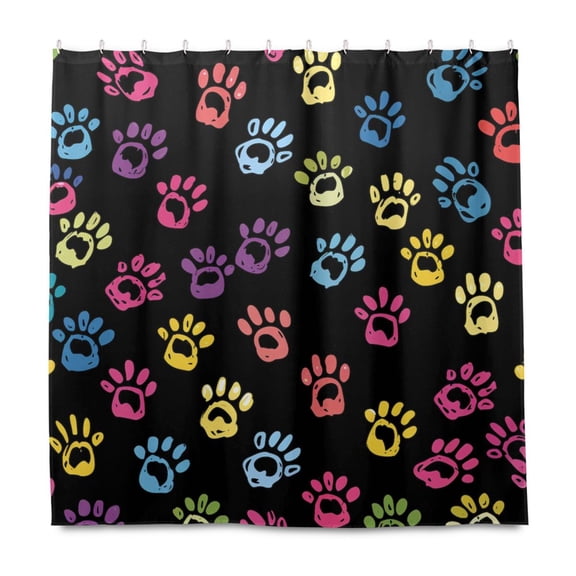 Dailycode Shower Curtain Liners 72x72in Water Resistant Machine Washable Rustproof Grommets Fabric Bath Curtain, Colorful Paw