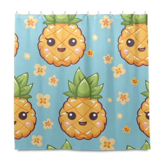 Dailycode Shower Curtain Liners 72x72in Water Resistant Machine Washable Rustproof Grommets Fabric Bath Curtain, Cute Big Pineapple
