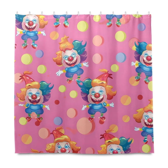 Dailycode Shower Curtain Liners 72x72in Water Resistant Machine Washable Rustproof Grommets Fabric Bath Curtain, Cute Clown and Polka Dots