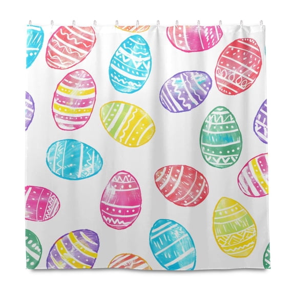 Dailycode Shower Curtain Liners 72x72in Water Resistant Machine Washable Rustproof Grommets Fabric Bath Curtain, Cute Easter Eggs