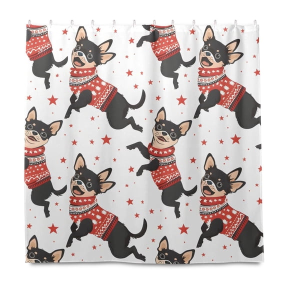 Dailycode Shower Curtain Liners 72x72in Water Resistant Machine Washable Rustproof Grommets Fabric Bath Curtain, Cute Jumping Dog