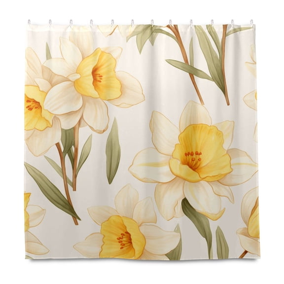 Dailycode Shower Curtain Liners 72x72in Water Resistant Machine Washable Rustproof Grommets Fabric Bath Curtain, Daffodils Flower