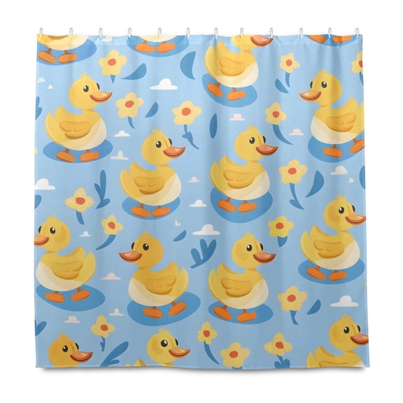 Dailycode Shower Curtain Liners 72x72in Water Resistant Machine Washable Rustproof Grommets Fabric Bath Curtain, Duck on Water