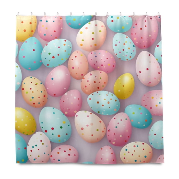 Dailycode Shower Curtain Liners 72x72in Water Resistant Machine Washable Rustproof Grommets Fabric Bath Curtain, Easter Eggs with Colorful Dots