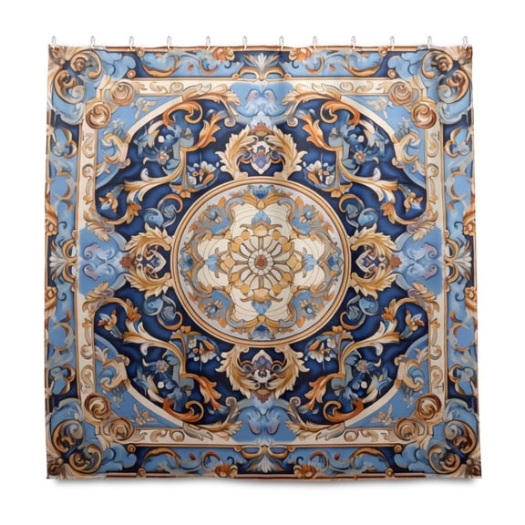 Dailycode Shower Curtain Liners 72x72in Water Resistant Machine Washable Rustproof Grommets Fabric Bath Curtain, Elegant Luxurious Mandala