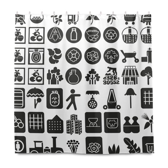 Dailycode Shower Curtain Liners 72x72in Water Resistant Machine Washable Rustproof Grommets Fabric Bath Curtain, Farm Icon