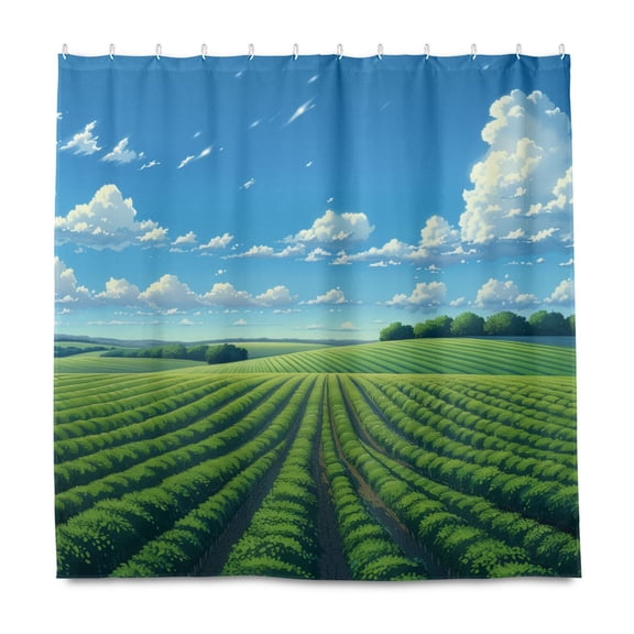 Dailycode Shower Curtain Liners 72x72in Water Resistant Machine Washable Rustproof Grommets Fabric Bath Curtain, Field under Sky