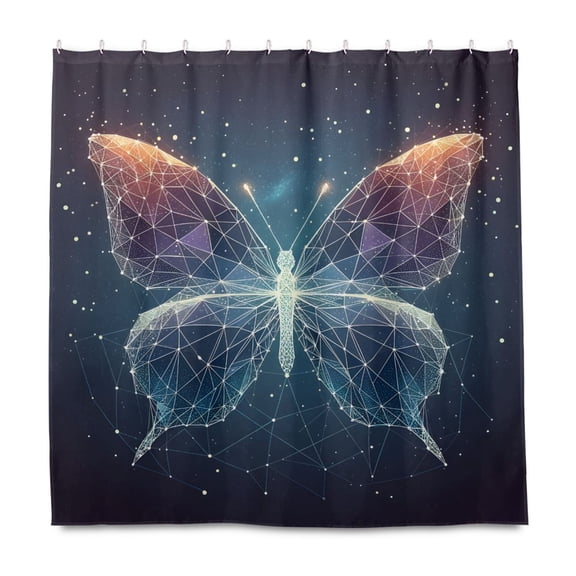 Dailycode Shower Curtain Liners 72x72in Water Resistant Machine Washable Rustproof Grommets Fabric Bath Curtain, Geometric Butterfly