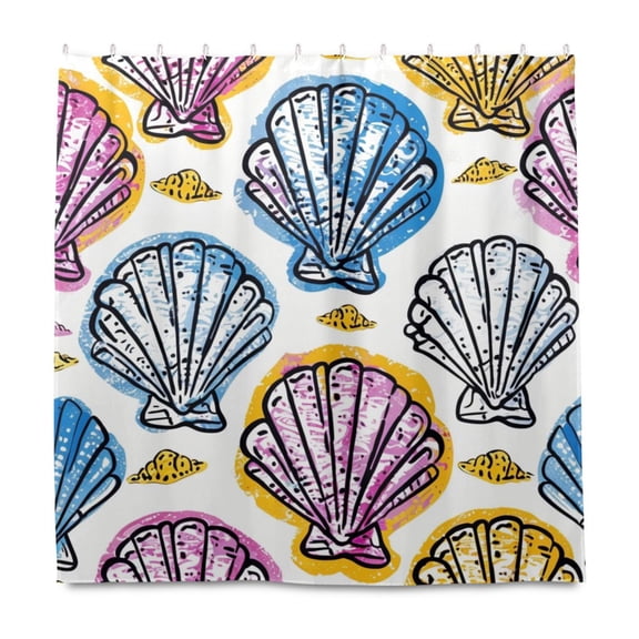 Dailycode Shower Curtain Liners 72x72in Water Resistant Machine Washable Rustproof Grommets Fabric Bath Curtain, Graphic Seashells