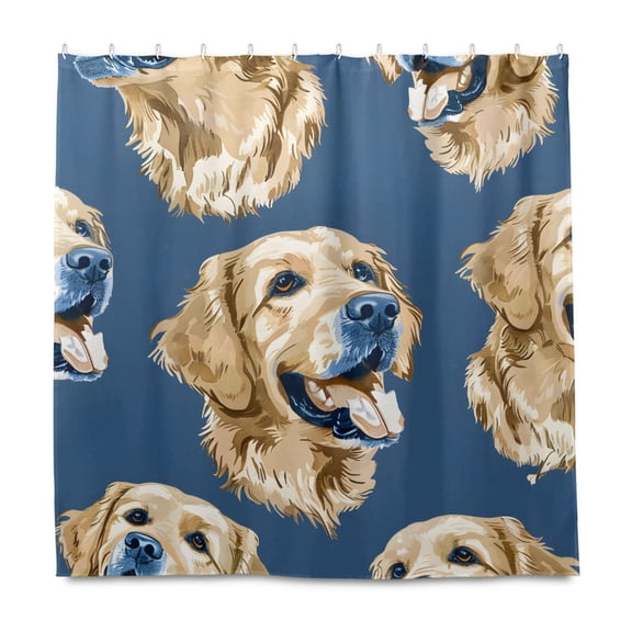 Dailycode Shower Curtain Liners 72x72in Water Resistant Machine Washable Rustproof Grommets Fabric Bath Curtain, Labrador Dog Head