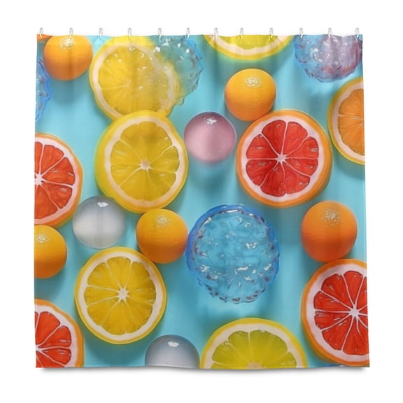 Dailycode Shower Curtain Liners 72x72in Water Resistant Machine Washable Rustproof Grommets Fabric Bath Curtain, Lemon Orange Jelly