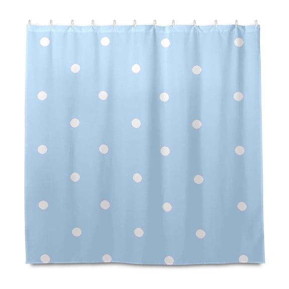 Dailycode Shower Curtain Liners 72x72in Water Resistant Machine Washable Rustproof Grommets Fabric Bath Curtain, Light Blue White Polka Dot