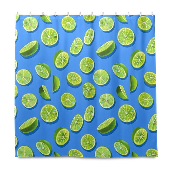 Dailycode Shower Curtain Liners 72x72in Water Resistant Machine Washable Rustproof Grommets Fabric Bath Curtain, Lime Slices